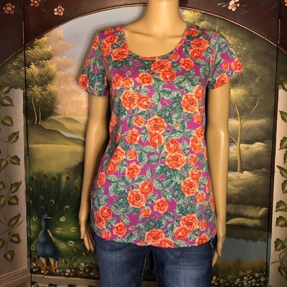 LuLaRoe Floral s/s Tee-XS - Picture 2 of 5